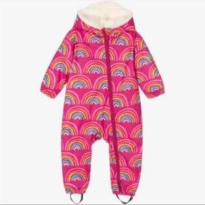 Hatley Fuchsia Raincoat with Hood and Rainbow Print